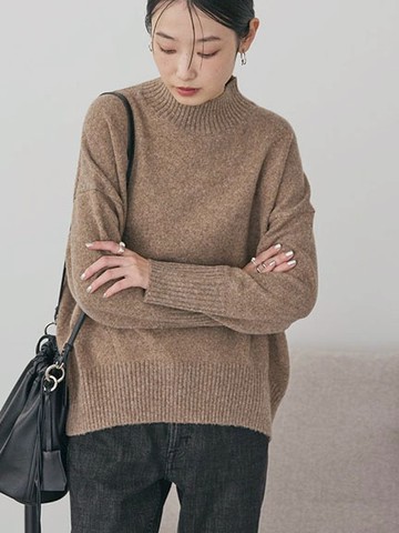 高領繭型落肩針織上衣(0H000940300) - AMERICAN HOLIC