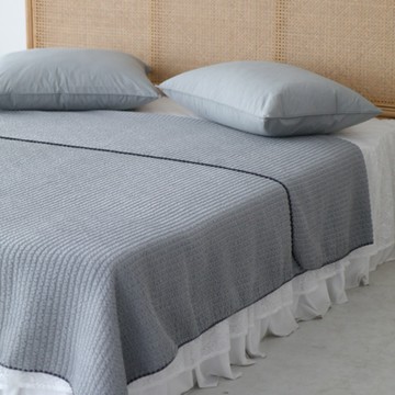 basictone 涼感泡泡紗竹纖維水洗透氣寢具組  灰色  被子 + 枕套 2個  Q/K(220 x 195cm)