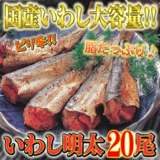 ピリ辛　いわし明太　大容量20尾　福岡名物の辛子明太子をイワシに詰め込みました。唐辛子好き辛党の方に