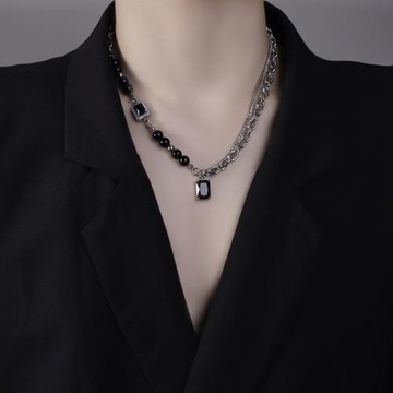 項鏈男款輕奢小眾高級感鈦鋼配飾珍珠男生吊墜2025新款爆款鎖骨鏈