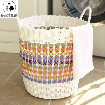 輕奢家用臟衣服收納籃 宿舍藤編收納筐 桶籃 子 浴室裝放衣物筐 網紅款