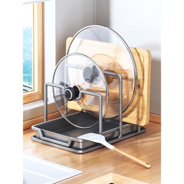 廚房鍋蓋置物架家用多功能鍋鏟勺子案菜板放置架臺面砧板收納神器