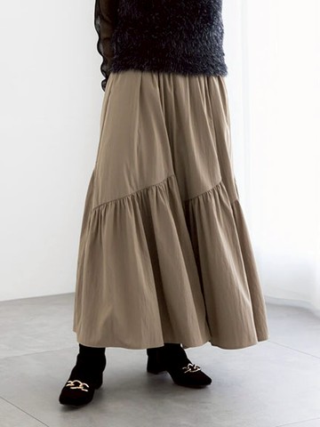 霧面質感斜切層次造型長裙(0F001344110) - Te chichi