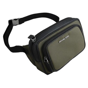 MICHAEL KORS COOPER 品牌帆布拼接胸口腰包.橄欖綠