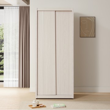 直人木業-VENUS極簡風白榆木標準雙吊滑門衣櫃80公分