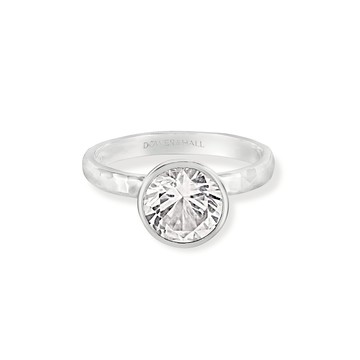 8mm White Topaz Hammered Twinkle Ring