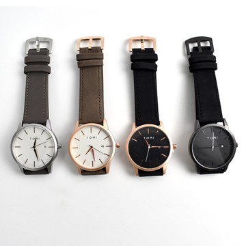 手錶 線條刻度皮革錶(附禮盒)【NE2069】