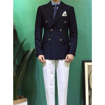 GH簡約英倫小西裝商務休閑男士外套修身休閑純色雙排扣單西上衣潮