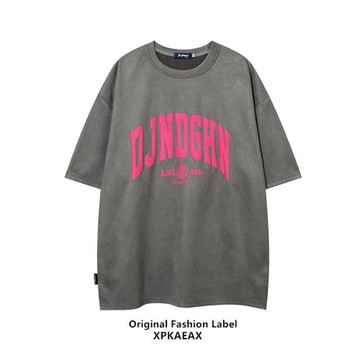 XPKAEAX原創潮牌鹿皮絨發泡印花短袖上衣情侶款vibe風休閑百搭T恤