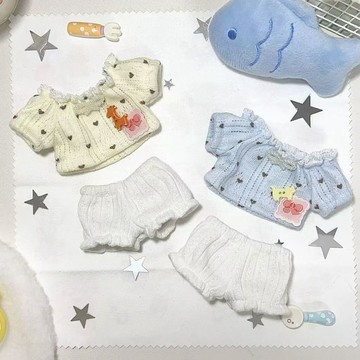 臺灣出貨 10cm娃衣 10公分娃衣 棉花娃娃娃衣睡衣套裝 無屬性娃衣 胖胖體可穿10cm娃衣 娃娃裝 娃娃配件