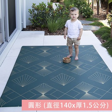 澳洲 Mikro Australia - 精緻美學地墊 - Emerald Deco 線性之美-輕奢深綠-圓 (直徑140x厚1.5公分)