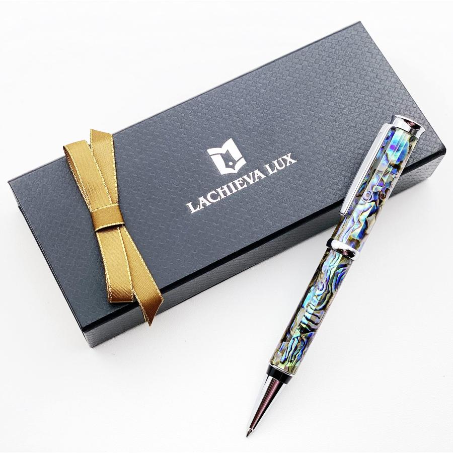 LACHIEVA LUX 高級筆記具 天然貝殻 鮑 アワビ油性ボールペン ドイツ製のペン先贈り物