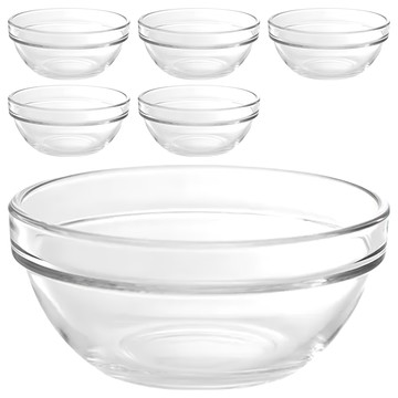 Ocean STACK 5吋沙拉碗 精緻玻璃 日式工法製造 無鉛玻璃 寬121x高55mm  透明  6個