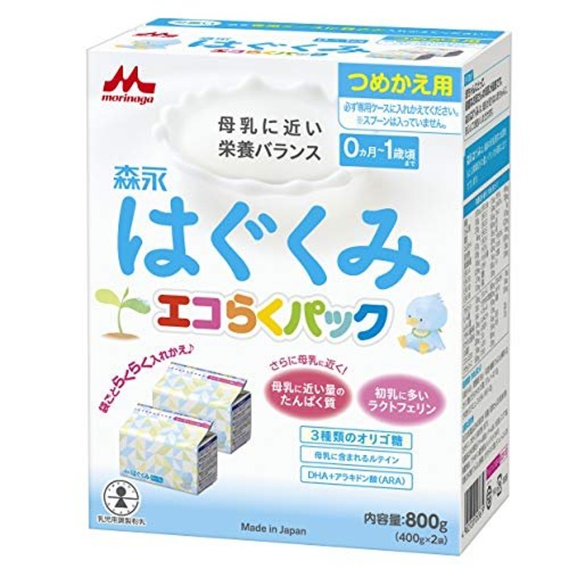 森永 エコらくパック つめかえ用 はぐくみ 800g (400g×2袋)[新生児 赤ちゃん 0ヶ月~1歳頃 粉ミルク] 通販  LINEポイント最大0.5%GET | LINEショッピング