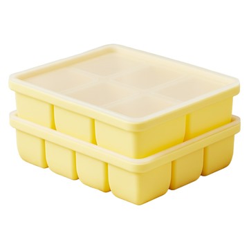 Glasslock Baby 矽膠副食品分裝盒組 6格款 + 12格款  360ml  黃色  1組