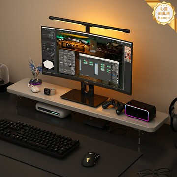 【實木電競收納】顯示器增高架 電腦增高架 屏幕抬高架 桌面置物架 收納架 鍵盤托架 多層收納 理線功能 電競房辦公桌必備