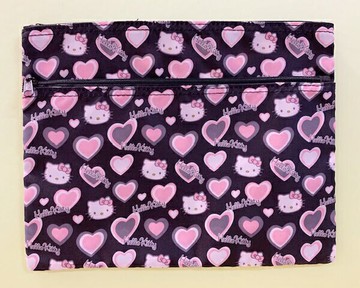 【震撼精品百貨】凱蒂貓 Hello Kitty 日本SANRIO三麗鷗 KITTY 拉鍊收納袋/化妝袋-黑心#11215 震撼日式精品百貨