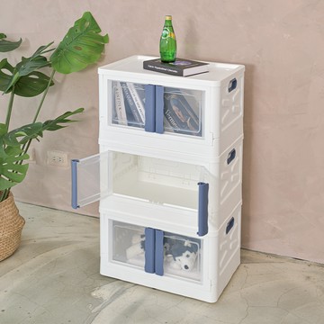 【H&R安室家】雙門開可摺疊50*35*30cm收納箱(3入)BNF98(2色任選)