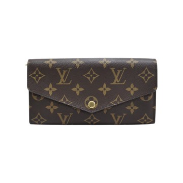 LOUIS VUITTON LV 路易威登 棕色 原花帆布 Sarah 扣式 長夾 【二手名牌BRAND OFF】