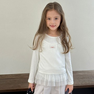 110-160 秋冬選品 ✦ 純白紗擺假兩件上衣