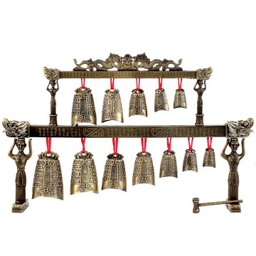 合金編鐘家居擺件雙層雙龍編鐘仿古樂器工藝禮品婚慶道具