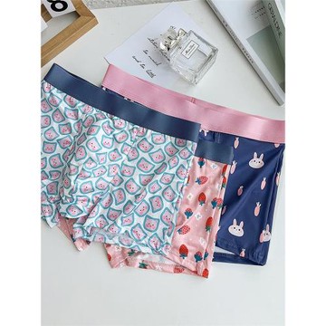 粉色內褲男士可愛卡通印花四角褲夏季薄款無痕男生平角短褲送男友