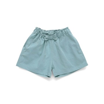 日本 BRANSHES - 腰間蝴蝶結女孩短褲-淺灰藍