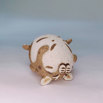 翻轉錢貓(躺)/陶藝品/原創