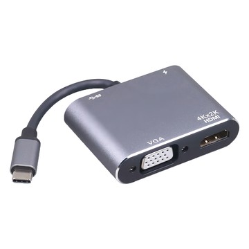 DigiFusion 伽利略 TYPE-C HDMI + VGA + USB3.0 + PD 多功能轉接器  4Kx2K 30Hz  支援DP Alt mode  單色  1個
