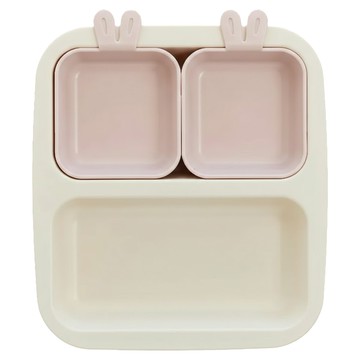 Modern House 兒童安全可微波 Nestic 兔子迷你餐盤組 粉紅色 餐盤 + 小碗 2入  1組  盤子 + 2個配料碗  粉色