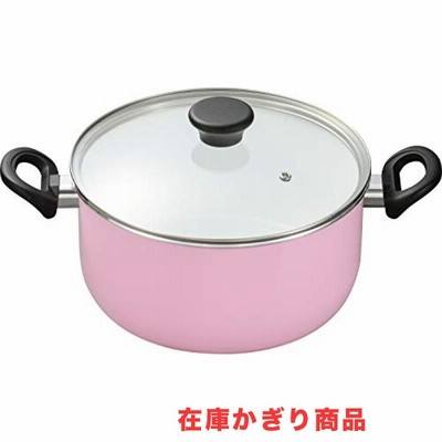 京セラ 両手鍋 24cm セラブリッド ガス火 専用 セラミック 加工 ガラス蓋 付き ピンク CN-G24B-WPK