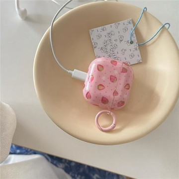 潮流新品IMD系列粉底波點草莓耳機套適用AirPods1/2/3/4代保護套