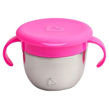 munchkin 滿趣健 豪華不鏽鋼防漏零食杯 軟塞設計  粉色  1個