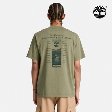 Timberland 男款灰綠色海報圖案短袖T恤|A5TSB991