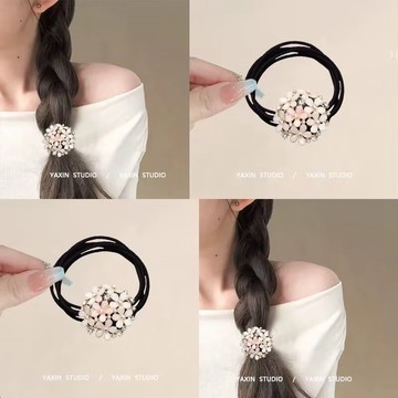 免運🔮復古法式髮圈 超仙水花朵頭繩 丸子頭扎馬尾皮筋扎發皮筋頭飾女髮夾 髮圈 鯊魚夾 髮束 皮筋发饰 高彈力髮圈 頭繩