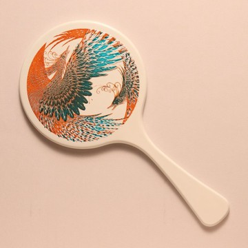 蒔繪手鏡（大）高盛り蒔絵 鳳凰 山中漆器