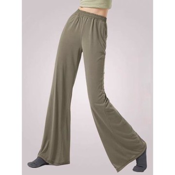 銅氨絲口袋休閑褲古典舞服闊腿直筒口袋萬年褲子女成人舞蹈服訓練