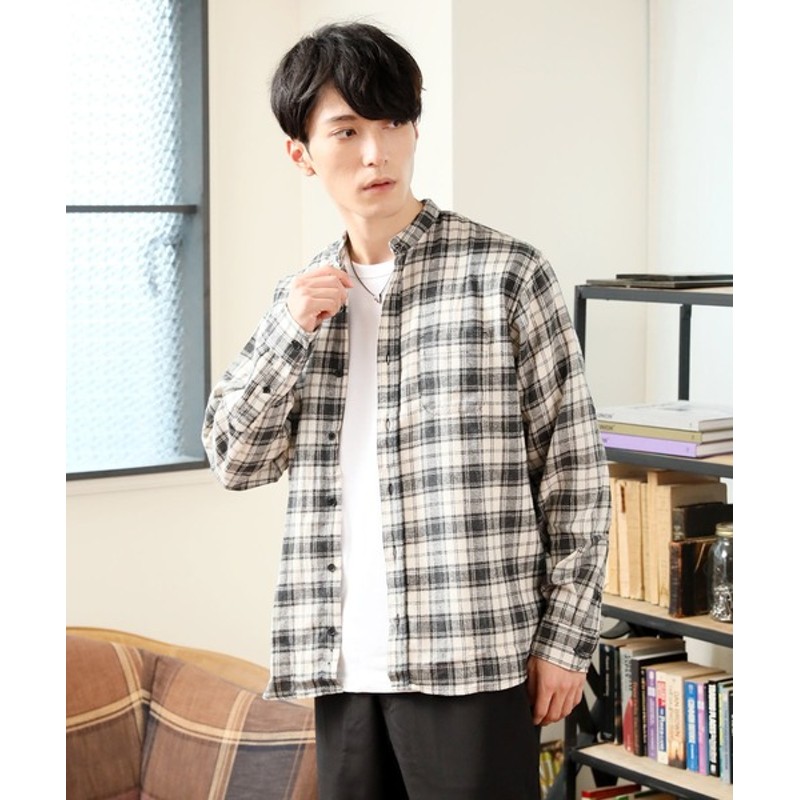 Topism バンドカラー長袖ネルチェックシャツ Men トップス シャツ ブラウス 通販 Lineポイント最大0 5 Get Lineショッピング