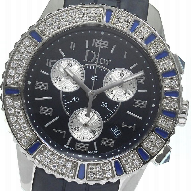ディオール Dior CD114311 クリスタル ダイヤベゼル クロノ