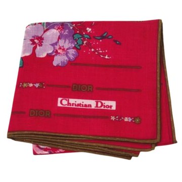 Christian DIOR 絢彩花卉品牌字母LOGO圖騰帕領巾(桃紅系/49CM)