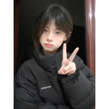 chic簡約字母黑色立領羽絨棉服女冬季新款bf街頭風加厚面包服外套