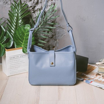 真皮大容量單肩手提包 22296 霧藍M