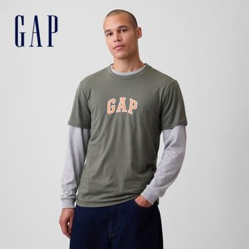 【GAP】弧形Gap LogoT恤-橄欖綠(570044)