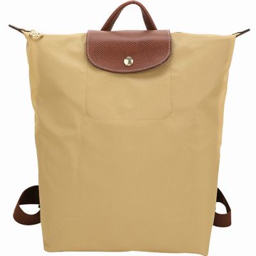 LONGCHAMP Le Pliage Original M 奔馬烙印尼龍後背包(卡其色)