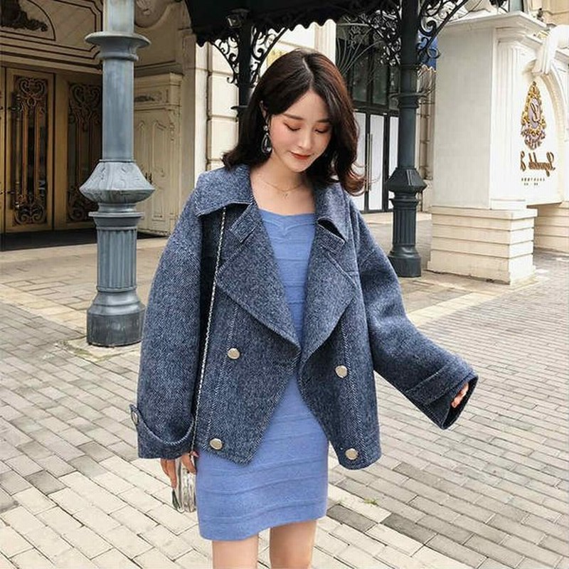 レディース ヘリンボーンジャケット コート アウター 秋 冬 きれいめ おしゃれ お出かけ お呼ばれ デイリー オフィス ブルー グレー S M L サイズ 送料無料 通販 Lineポイント最大0 5 Get Lineショッピング