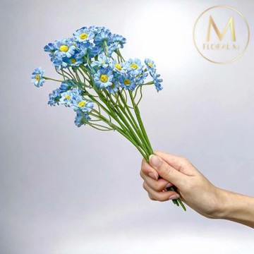 【Floral M】法式野餐洋甘菊高雅藍仿真花花材1入組(人造花/仿真花/假花/花藝DIY/裝飾花材)