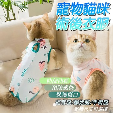 貓咪防舔衣【新款上市】寵物絕育衣 寵物術後恢復 貓咪結紮衣服 貓咪 術後衣服 魔鬼氈黏貼式 寵物防舔衣 手術服