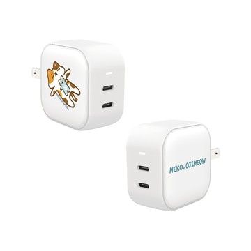 【插畫家聯名】歐吉喵NEKO OJIMEOW耍廢日常GaN 45W Type-C雙孔充電頭