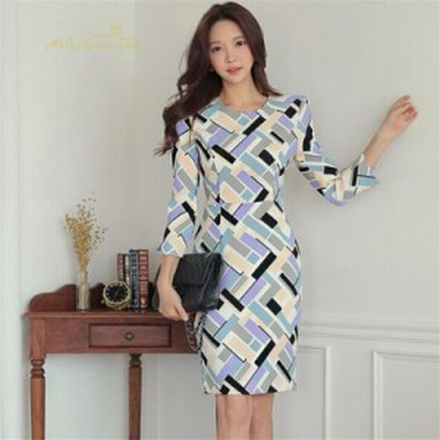 タイトワンピース レディース 膝丈ワンピース クルーネック ファッション チェック柄 ヒップアップ 長袖 通勤 オフィス スリム ドレス お呼ばれ 大人 お出かけ 通販 Lineポイント最大get Lineショッピング