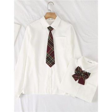 JK制服襯衫女裝秋冬加絨日系學院風少女學生內搭白色薄款長袖襯衣